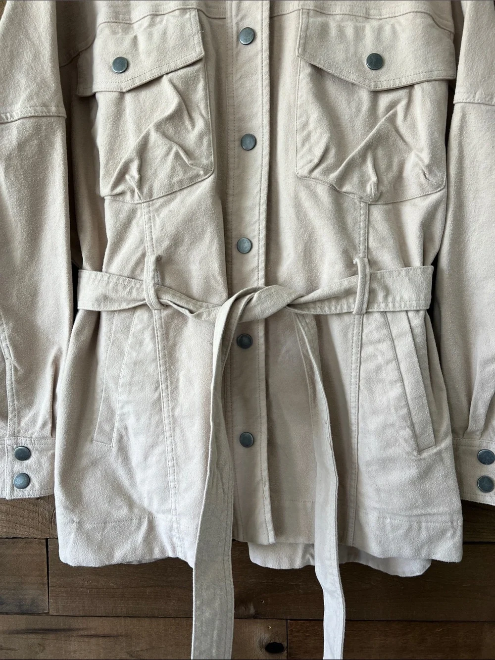 NWOT Free People We The Free Women's Clyde Mineral Shirt Jacket Cream Size Large